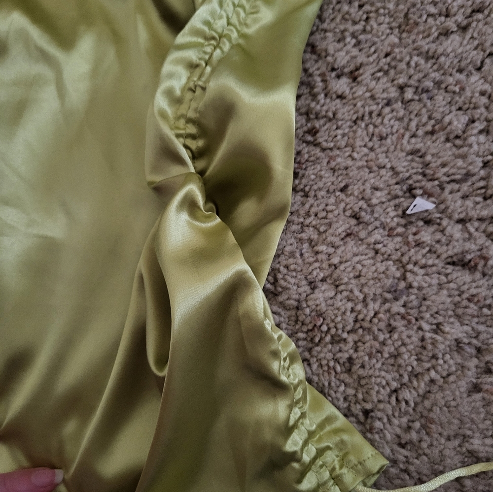 Lime Green silk drawstring dress - Picture 5 of 7